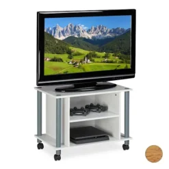 Tv-bord med hjul og 2 rum