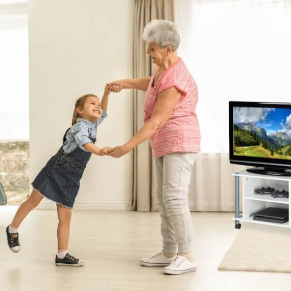 Tv-bord med hjul og 2 rum
