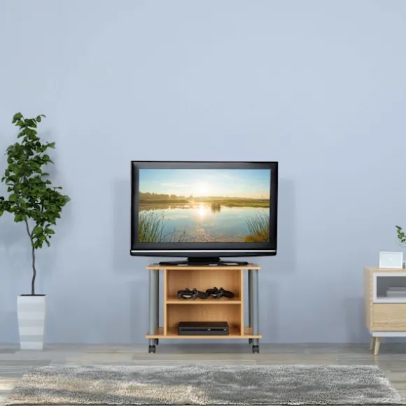 Tv-bord med hjul og 2 rum