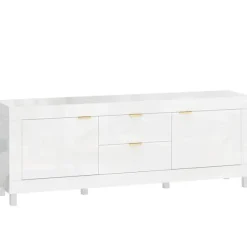 TV-bord til 75" TV, højglans hvid, 180 cm, 2 skabe