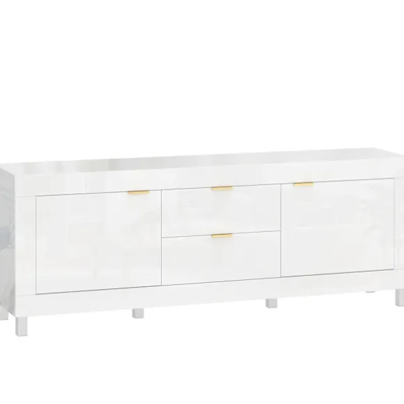 TV-bord til 75" TV, højglans hvid, 180 cm, 2 skabe