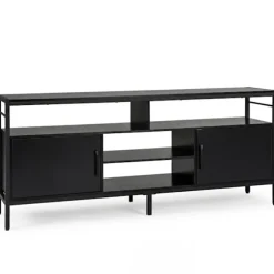 TV-bord til 65" TV med 2 skabe og 4 hylder, sort