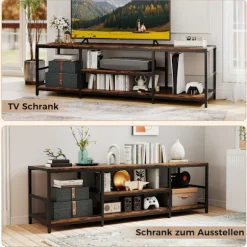TV-bord til 65-tommer TV, industriel stil, metalramme