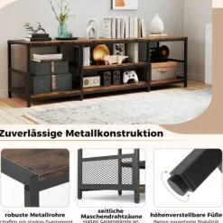 TV-bord til 65-tommer TV, industriel stil, metalramme