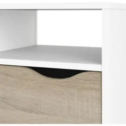 TV-møbel - 4 hylder 2 skuffer - Hvid / Eg - 117,2 x 39,1 x 57,4 cm ARO Vit & Sonoma ek