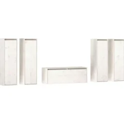 TV-møbel - 5 stk - Massivt fyrretræ - Hvid - 100 x 30 x 35 cm Vit