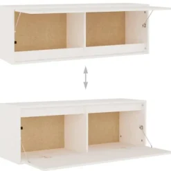 TV-møbel - 5 stk - Massivt fyrretræ - Hvid - 100 x 30 x 35 cm Vit