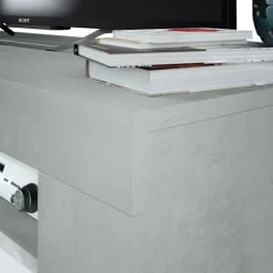TV-møbel - AMBIT - Beton-effekt / Hvid Artik - 2 døre - 2 nicher - 120 x 42 x 40 cm BETONG OCH VITT ARTIKEL
