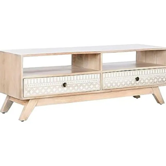 TV-møbel - DKD HOME DECOR - Standard - Mango træ - Hvid - 130x40x45 cm Vit