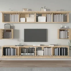 TV-møbel - Eksklusiv husserie - 6 dele - Sonoma eg - Ingeniørtræ Sonoma ek