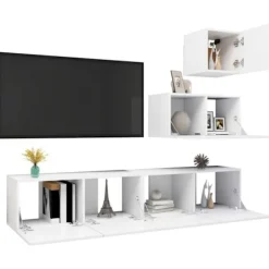 TV-møbel - Eksklusivt hjem - Mat hvid - Ingeniørtræ - Stor opbevaring Matt vit