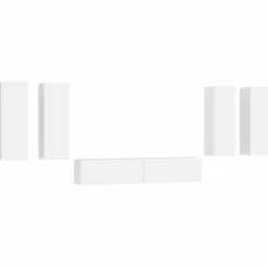 TV-møbel - Eksklusivt hjem - 6 dele - Hvid - Ingeniørtræ Vit