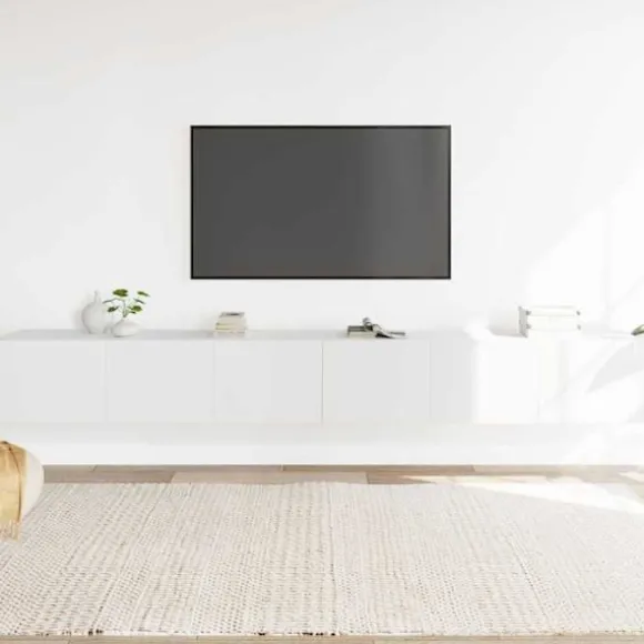 TV-møbel - Eksklusivt hjem - Hvid - Væghængt design - Holdbart ingeniørtræ Vit