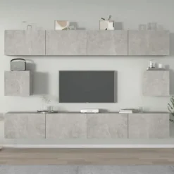 TV-møbel - Eksklusivt hjem - Sæt 6 stk - Betongrå - Ingeniørtræ Betonggrå