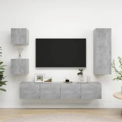 TV-møbel - Eksklusivt hjem - 5 dele - Betongrå - Ingeniørtræ Betonggrå