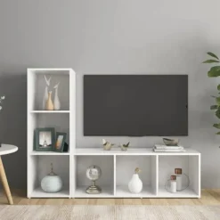 TV-møbel - Eksklusivt hjem - Mat hvid - 107 x 35 x 37 cm - Ingeniørtræ Matt vit