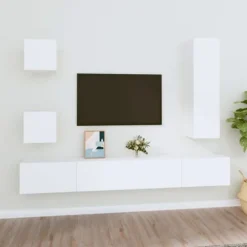 TV-møbel - Eksklusivt hjem - Hvid - Ingeniørtræ - Væghængt design Vit