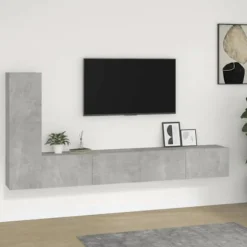 TV-møbel - Eksklusivt hjem - Betongrå - Ingeniørtræ - Vægfunktion Betonggrå