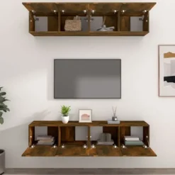 TV-møbel - Eksklusivt hjem - Røget eg - Ingeniørtræ - 4 dele (80x30x30 cm) Rökt ek