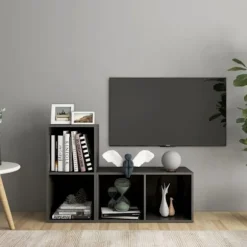 TV-møbel - Eksklusivt hjem - Glansgrå - Ingeniørtræ - 72 x 35 x 36,5 cm glänsande grå