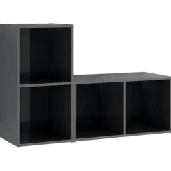 TV-møbel - Eksklusivt hjem - Glansgrå - Ingeniørtræ - 72 x 35 x 36,5 cm glänsande grå