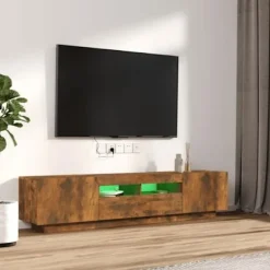 TV-møbel - Eksklusivt hjem - Røget eg - RGB LED-lys - Fugtbestandigt ingeniørtræ Rökt ek