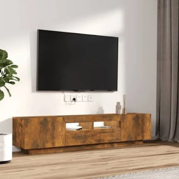 TV-møbel - Eksklusivt hjem - Røget eg - RGB LED-lys - Fugtbestandigt ingeniørtræ Rökt ek
