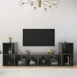 TV-møbel - Eksklusivt hjem - Glansgrå - 72 x 35 x 36,5 cm - Ingeniørtræ glänsande grå