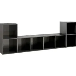TV-møbel - Eksklusivt hjem - Glansgrå - 72 x 35 x 36,5 cm - Ingeniørtræ glänsande grå