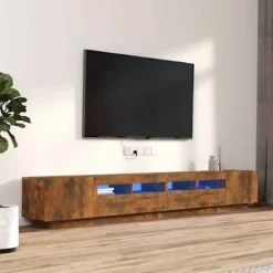 TV-møbel - Eksklusivt hjem - Røget eg - RGB LED-lys - Stort opbevaring Rökt ek