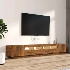 TV-møbel - Eksklusivt hjem - Røget eg - RGB LED-lys - Stort opbevaring Rökt ek