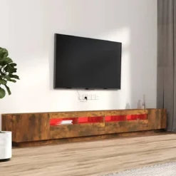 TV-møbel - Eksklusivt hjem - Røget eg - RGB LED-lys - Ingeniørtræ 100x35x40 cm Rökt ek