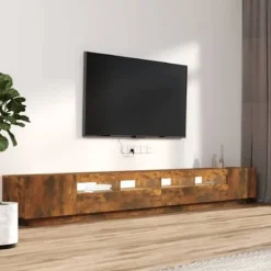 TV-møbel - Eksklusivt hjem - Røget eg - RGB LED-lys - Ingeniørtræ 100x35x40 cm Rökt ek