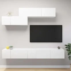 TV-møbel - Eksklusivt hjem - Mat hvid - Ingeniørtræ - Stort opbevaringsrum Matt vit