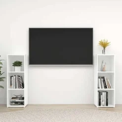 TV-møbel - Eksklusivt hjem - Mat hvid - 107 x 35 x 37 cm - Ingeniørtræ Matt vit