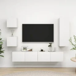 TV-møbel - Eksklusivt hjem - Mat hvid - Ingeniørtræ - Sæt med 5 dele Matt vit