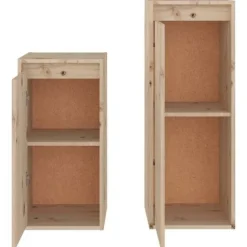 TV-møbel - Eksklusivt hjem - Massivt fyrretræ - Sæt med 2 stk 30x30x60/30x30x80 cm - Klassisk stil