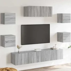 TV-møbel - Eksklusivt hjem - Sonoma grå - Væghængt design - Fugtbestandigt ingeniørtræ Sonoma grå