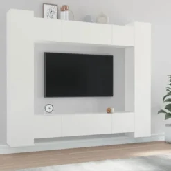 TV-møbel - Eksklusivt hjem (sæt 8 stk) - Hvid - Væghængt design - Fugtbestandigt ingeniørtræ Vit
