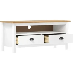 TV-møbel - Hill - Massivt fyrretræ - 110 x 40 x 47 cm - Hvid Vit
