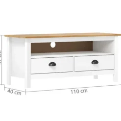 TV-møbel - Hill - Massivt fyrretræ - 110 x 40 x 47 cm - Hvid Vit