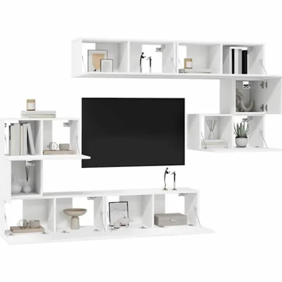 TV-møbel - Maison Exclusive 8 stk - Mat Hvid - Ingeniørtræ - Hængende Matt vit