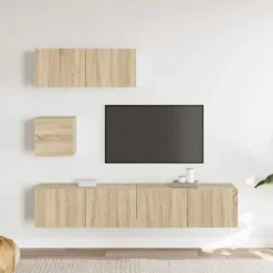 TV-møbel - Maison Exclusive TV-sæt 4 stk - Sonoma eg - Ingeniørtræ - Væghængt design Sonoma ek