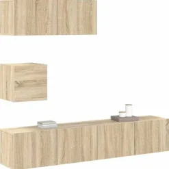 TV-møbel - Maison Exclusive TV-sæt 4 stk - Sonoma eg - Ingeniørtræ - Væghængt design Sonoma ek