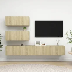 TV-møbel - Maison Exclusive 4 stk - Sonoma eg - Ingeniørtræ - Hængende Sonoma ek