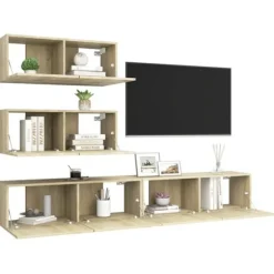 TV-møbel - Maison Exclusive 4 stk - Sonoma eg - Ingeniørtræ - Hængende Sonoma ek