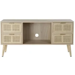 TV-møbel - Naturlig - Skandinavisk - 120 cm - 4 skuffer - Paulownia-træ naturlig