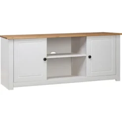 TV-møbel - Panama-serien - Massivt fyrretræ - Hvid - 120 x 40 x 50 cm Vit