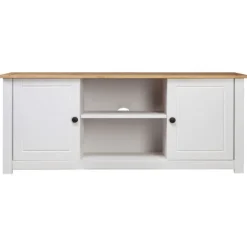 TV-møbel - Panama-serien - Massivt fyrretræ - Hvid - 120 x 40 x 50 cm Vit