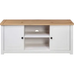 TV-møbel - Panama-serien - Massivt fyrretræ - Hvid - 120 x 40 x 50 cm Vit